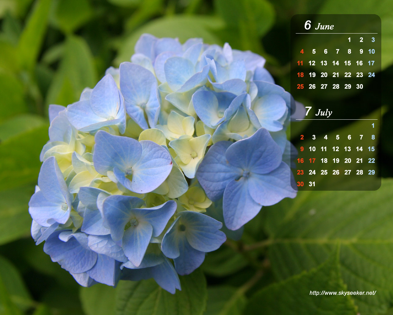 壁紙カレンダー 06年6月 7月 紫陽花バージョン Skyseeker 空 雲の無料写真サイト