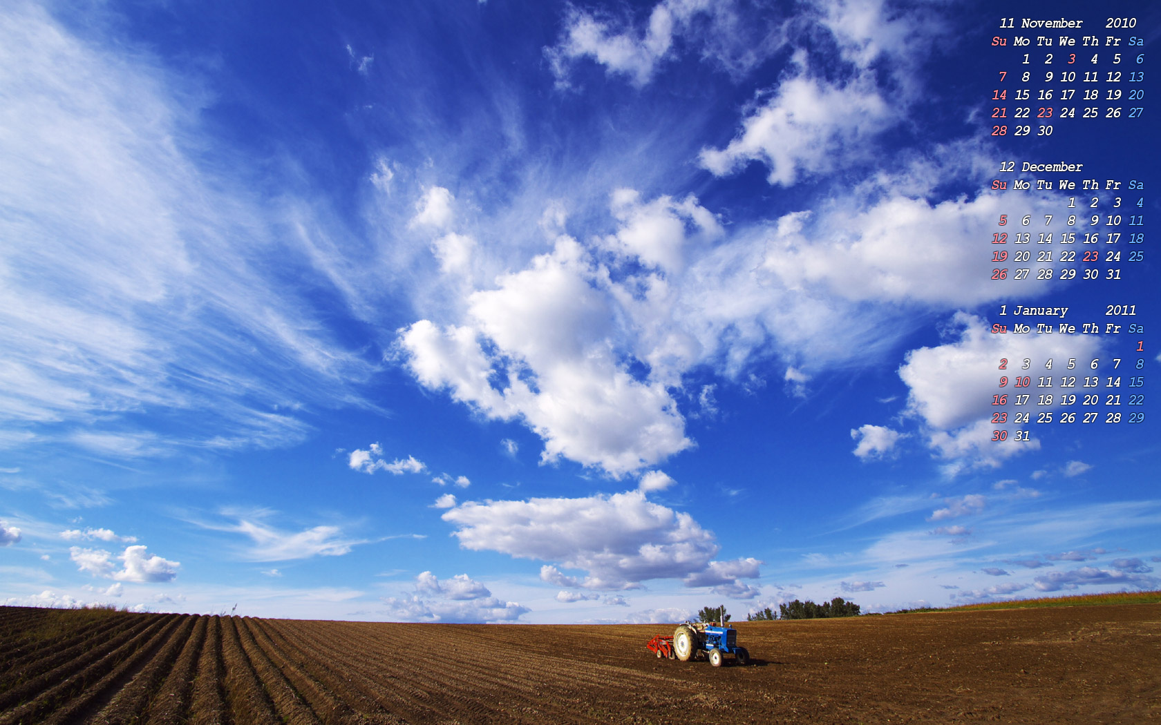 空の壁紙カレンダー 2010年11月 2011年1月 Skyseeker 空 雲の